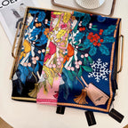 Stylish Four-Leaf Clover &amp; Letter Pattern Silk Scarf
