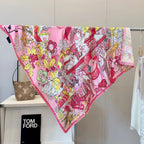 Stylish Four-Leaf Clover &amp; Letter Pattern Silk Scarf