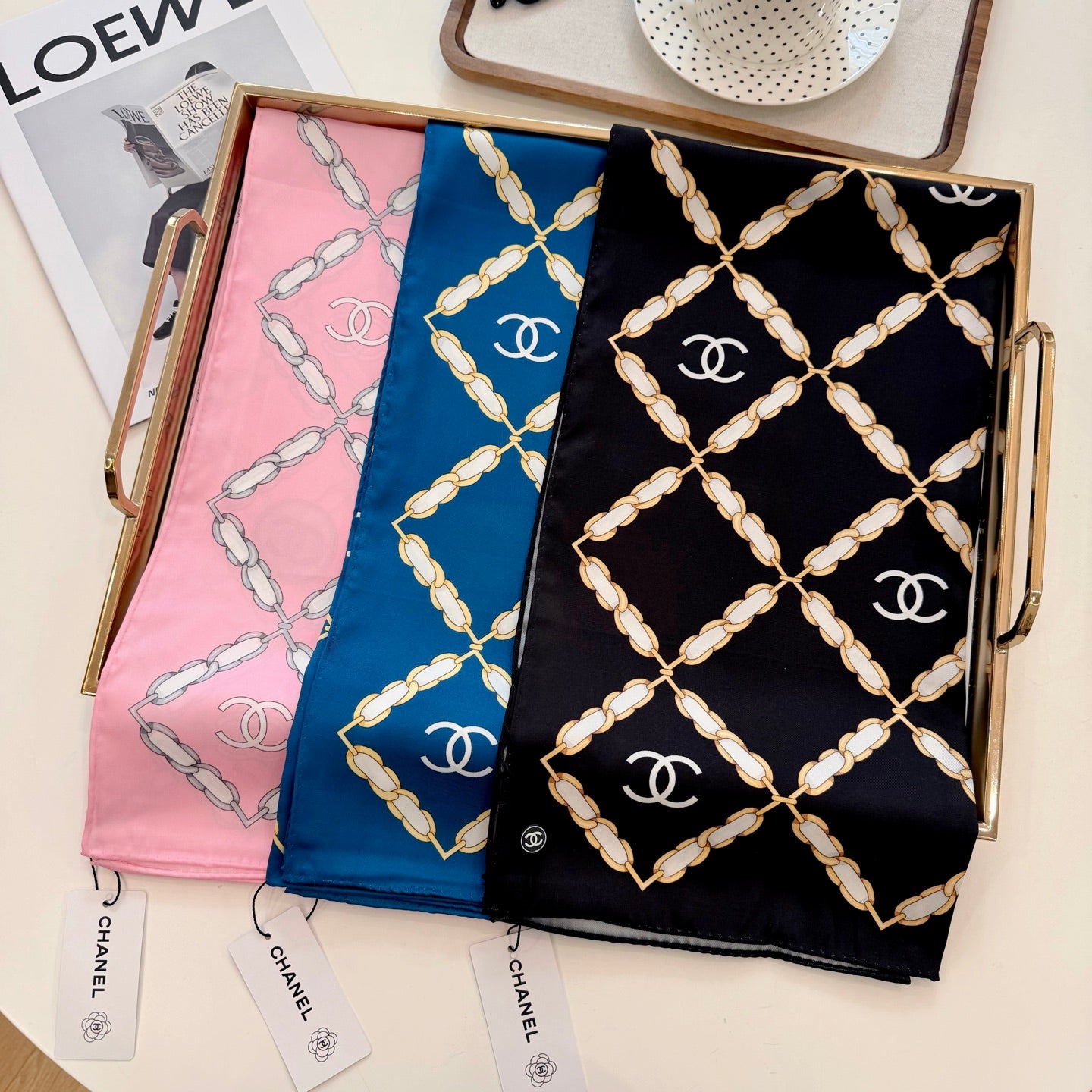 Stylish CC-Patterned Silk Scarf