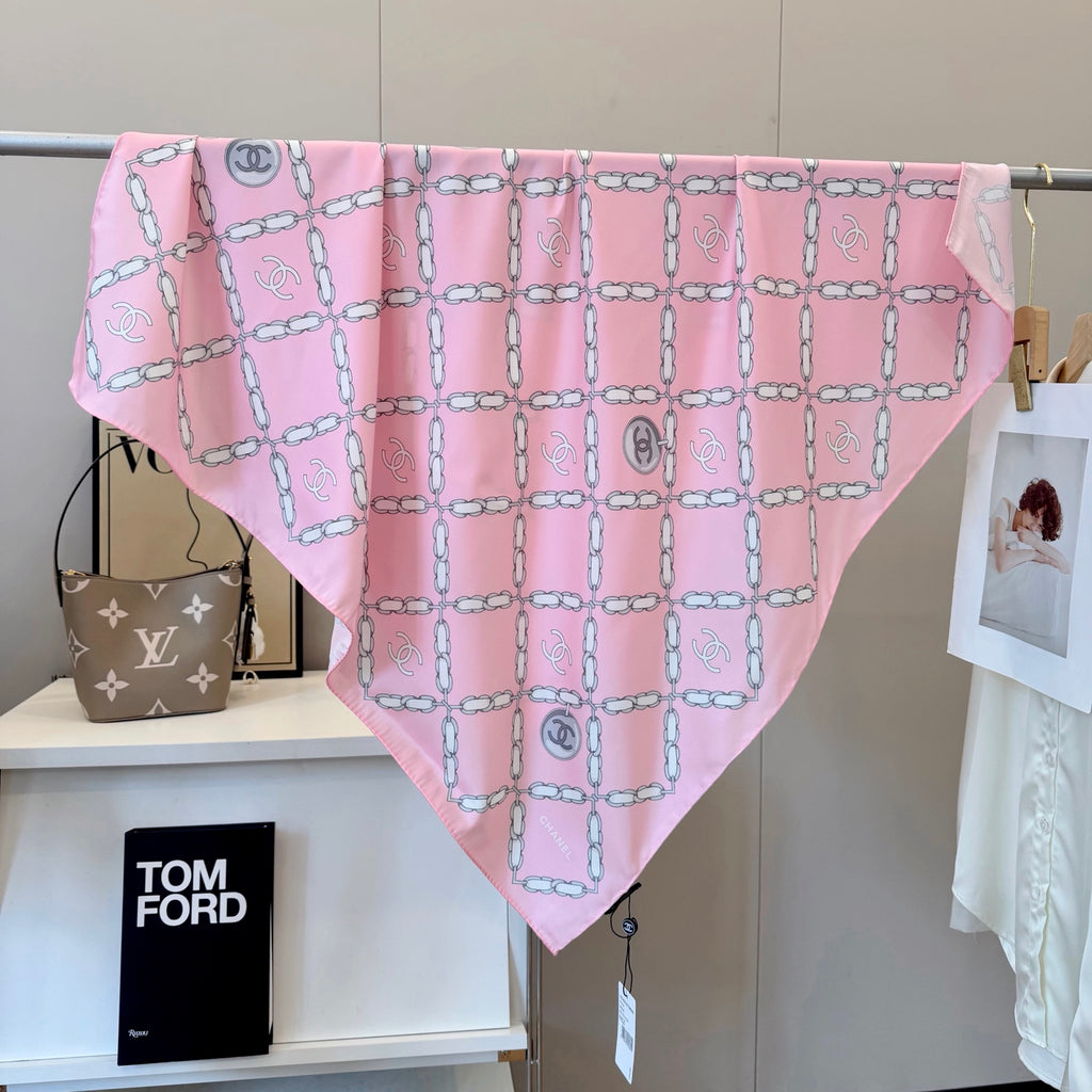 Stylish CC-Patterned Silk Scarf