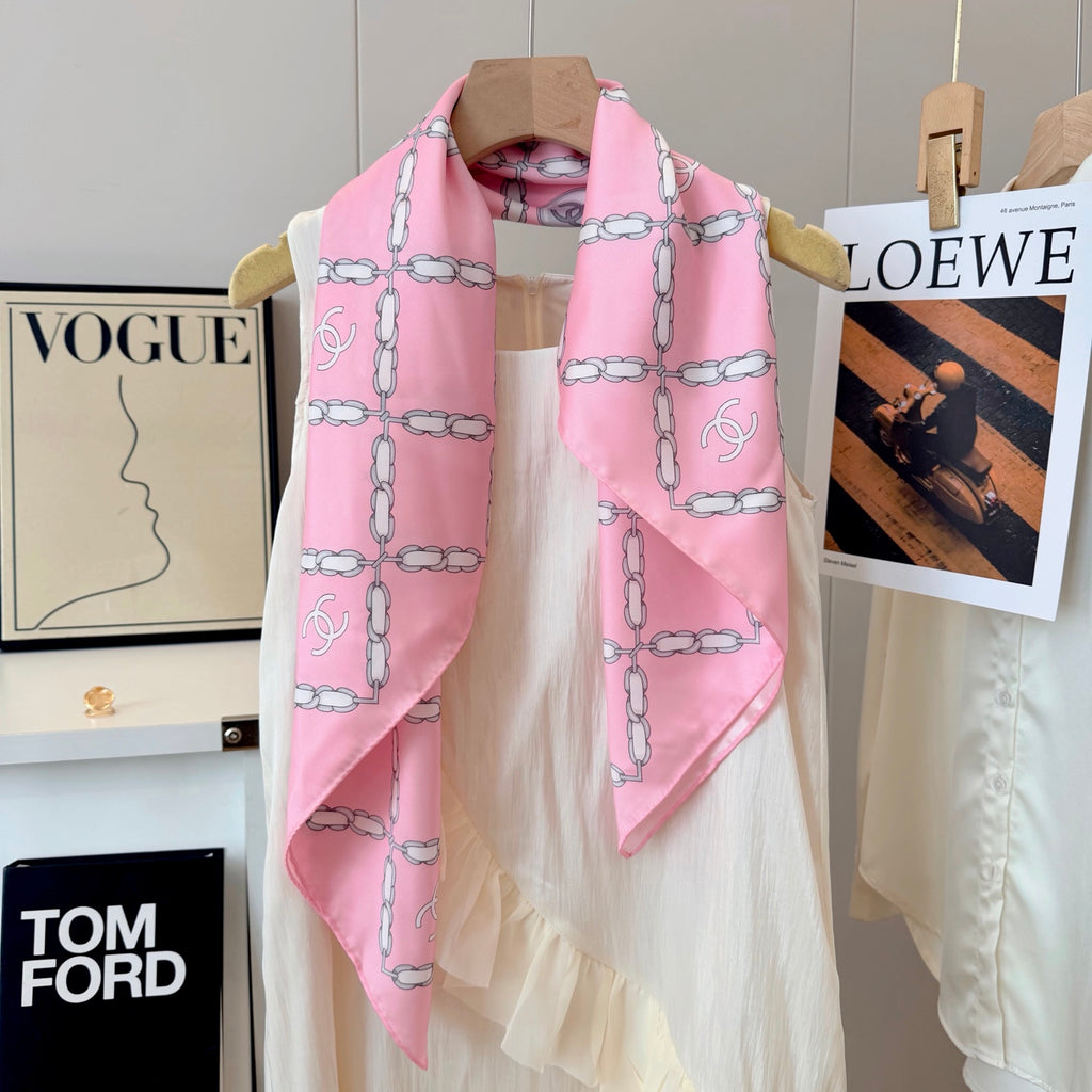 Stylish CC-Patterned Silk Scarf