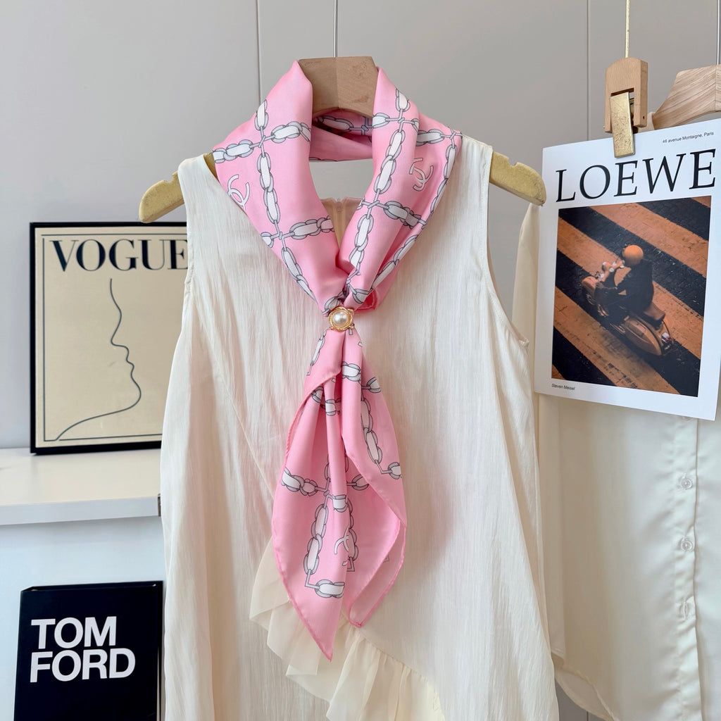 Stylish CC-Patterned Silk Scarf