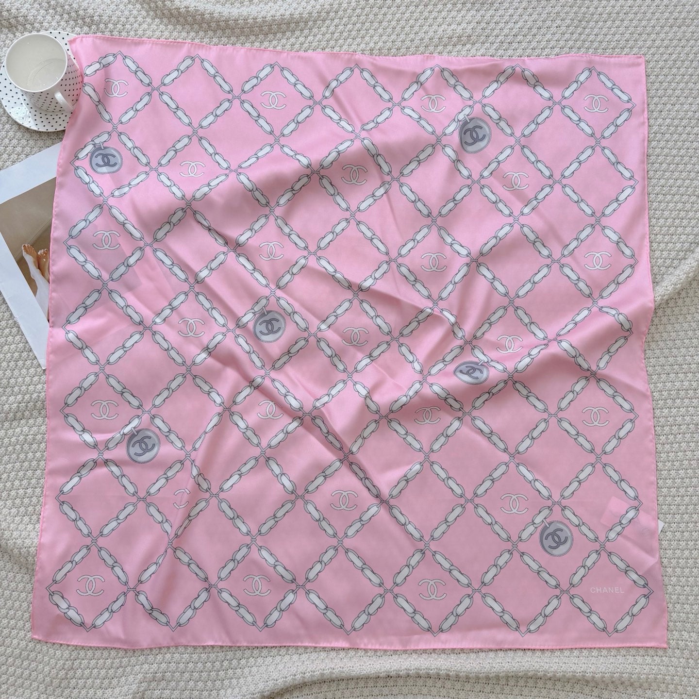 Stylish CC-Patterned Silk Scarf