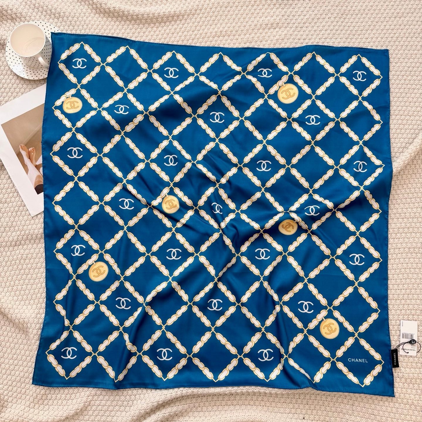 Stylish CC-Patterned Silk Scarf