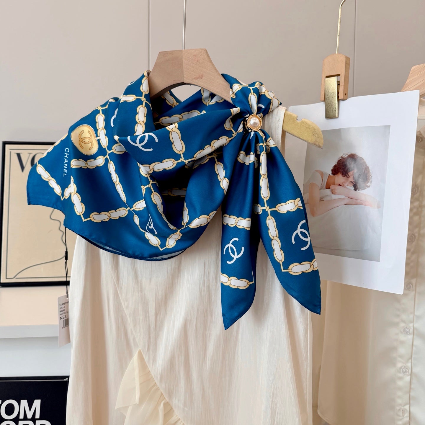 Stylish CC-Patterned Silk Scarf