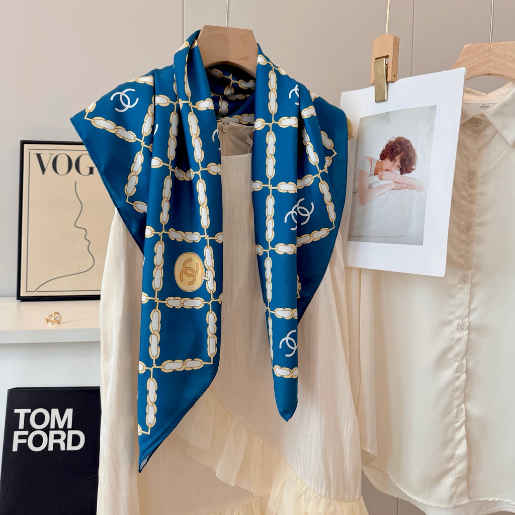 Stylish CC-Patterned Silk Scarf