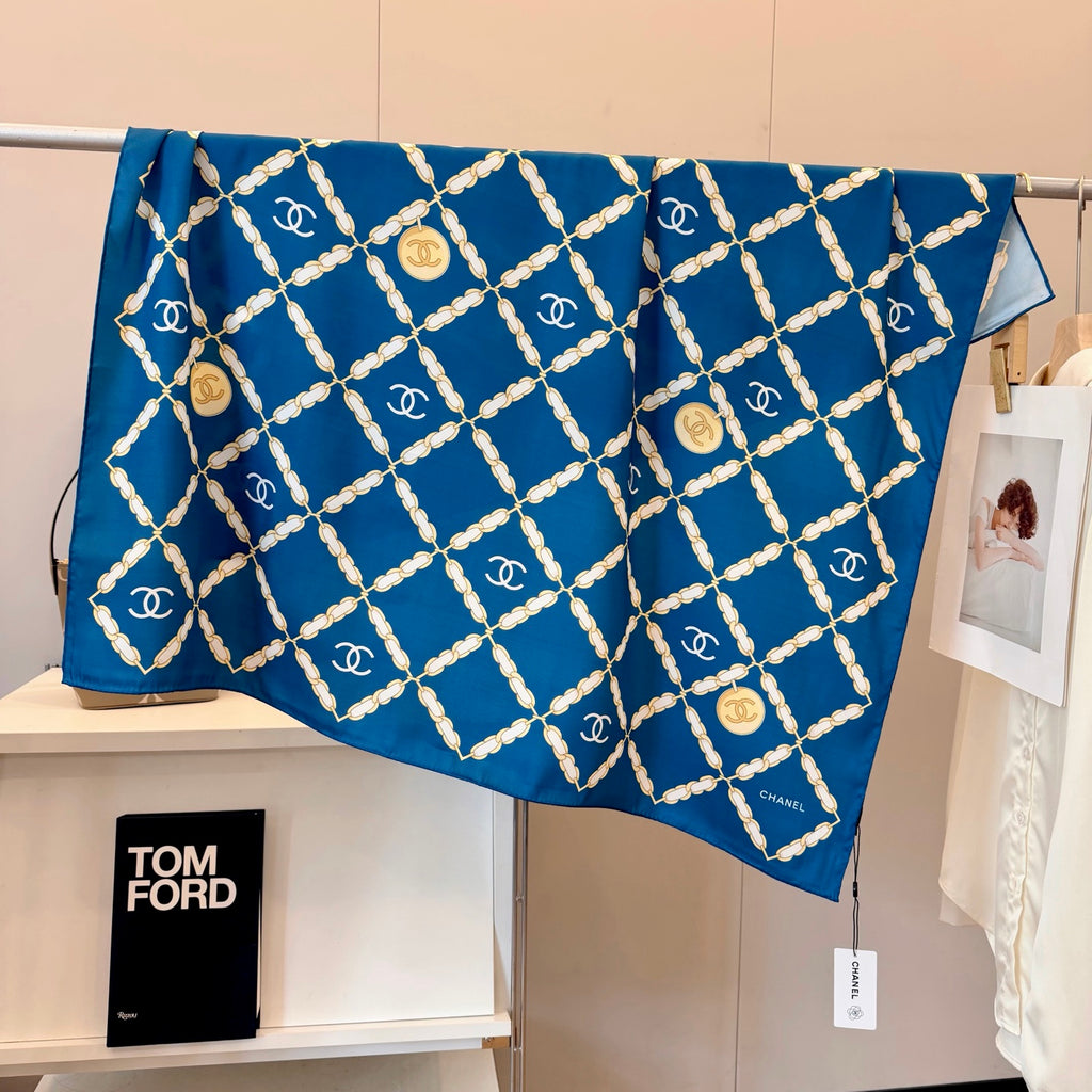 Stylish CC-Patterned Silk Scarf