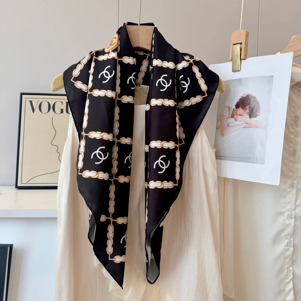 Stylish CC-Patterned Silk Scarf