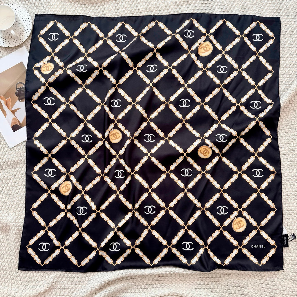 Stylish CC-Patterned Silk Scarf