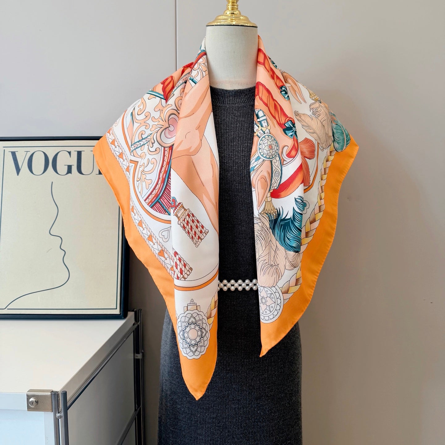 Stylish H Pattern Silk Scarf