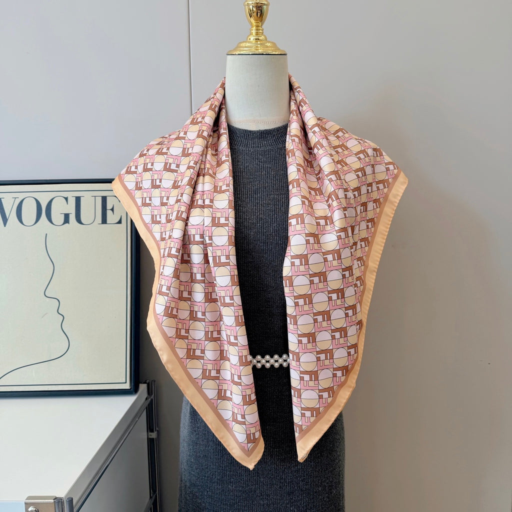 Stylish FF Letter Pattern Silk Scarf