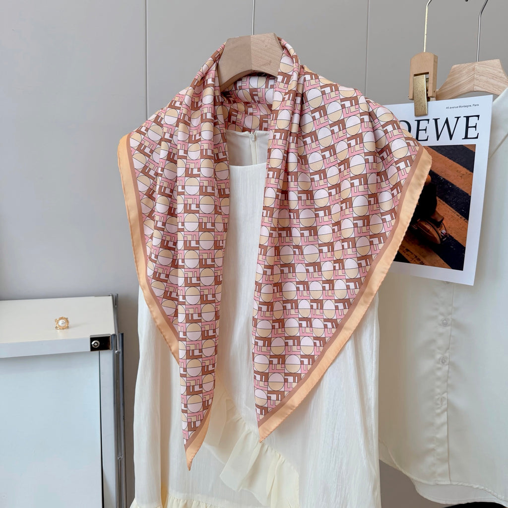 Stylish FF Letter Pattern Silk Scarf