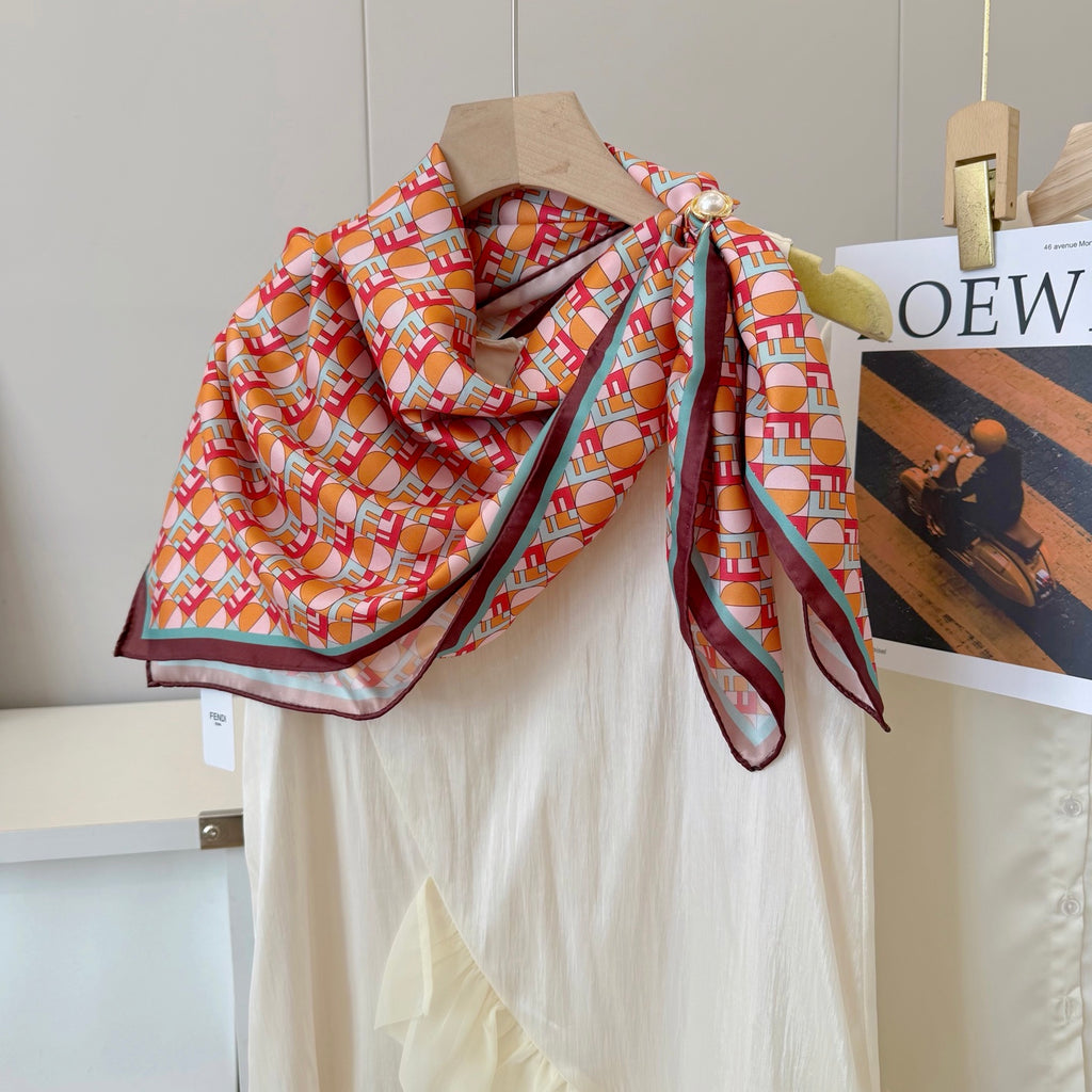 Stylish FF Letter Pattern Silk Scarf