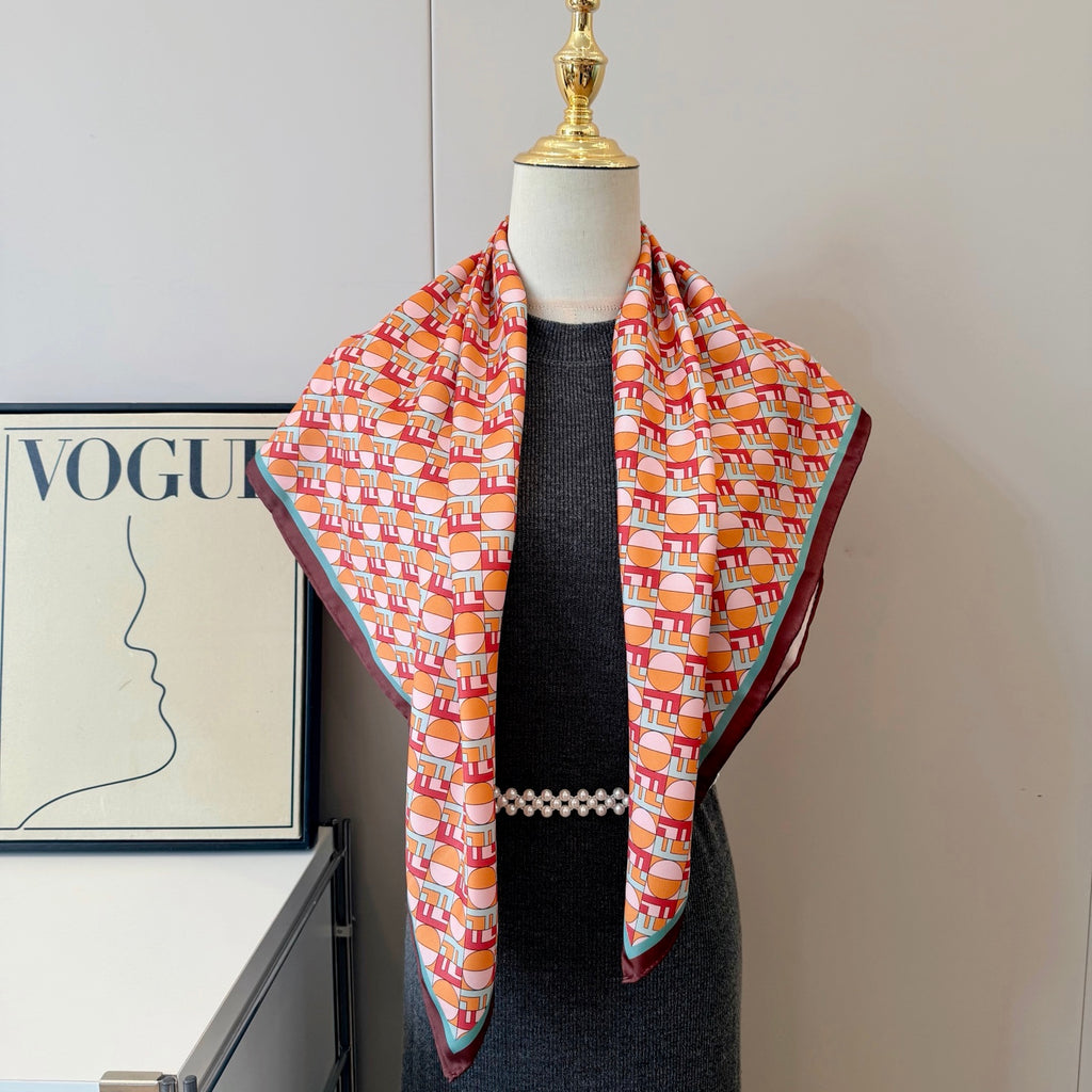 Stylish FF Letter Pattern Silk Scarf
