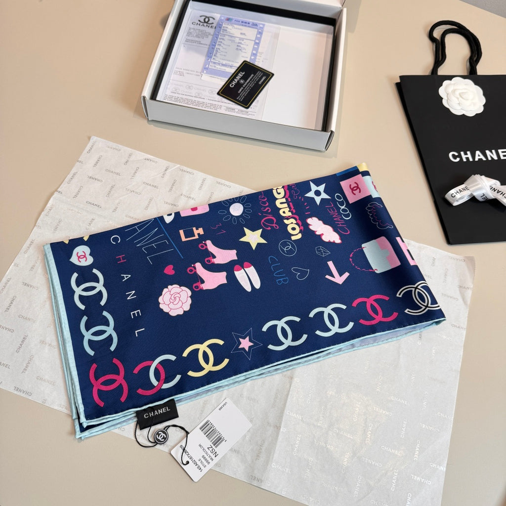 Stylish CC-Patterned Silk Scarf