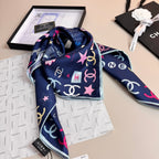 Stylish CC-Patterned Silk Scarf