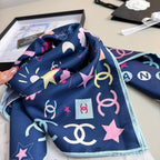 Stylish CC-Patterned Silk Scarf