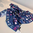 Stylish CC-Patterned Silk Scarf