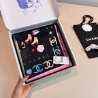 Stylish CC-Patterned Silk Scarf