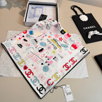 Stylish CC-Patterned Silk Scarf