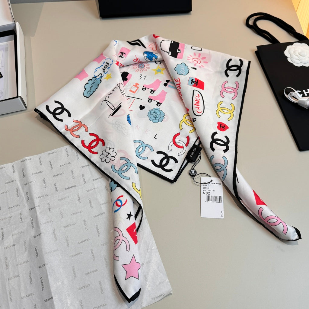 Stylish CC-Patterned Silk Scarf