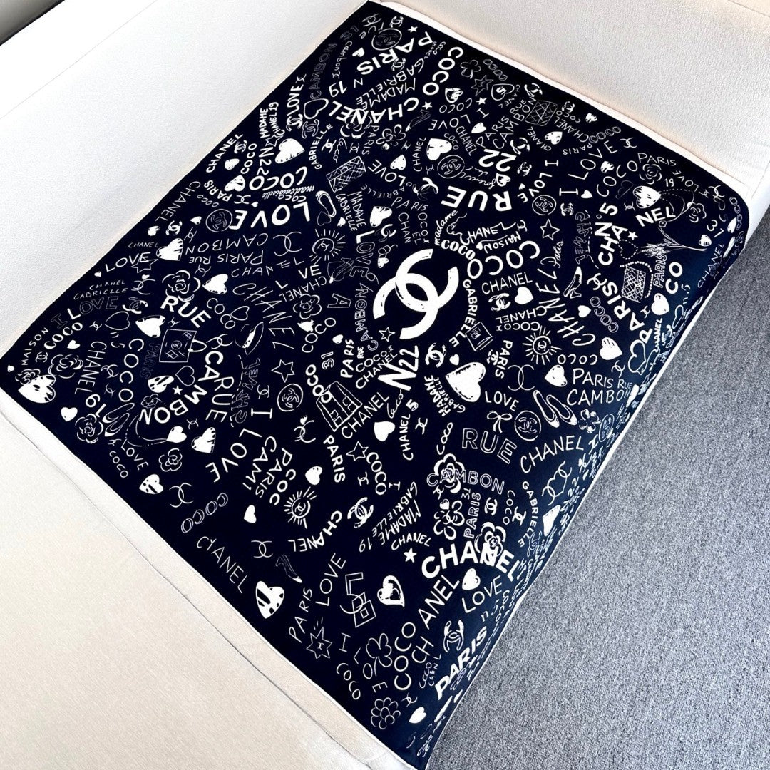 Stylish CC-Patterned Silk Scarf