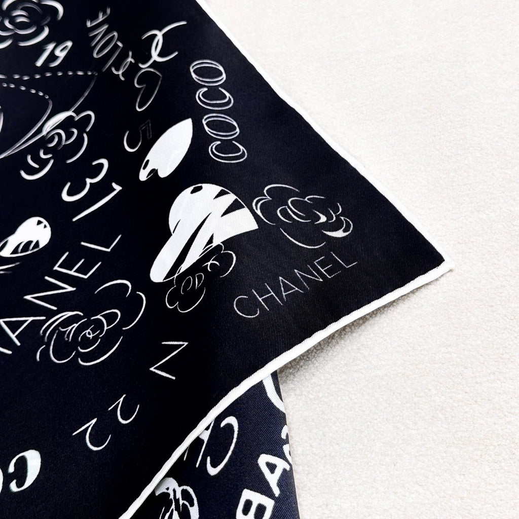 Stylish CC-Patterned Silk Scarf