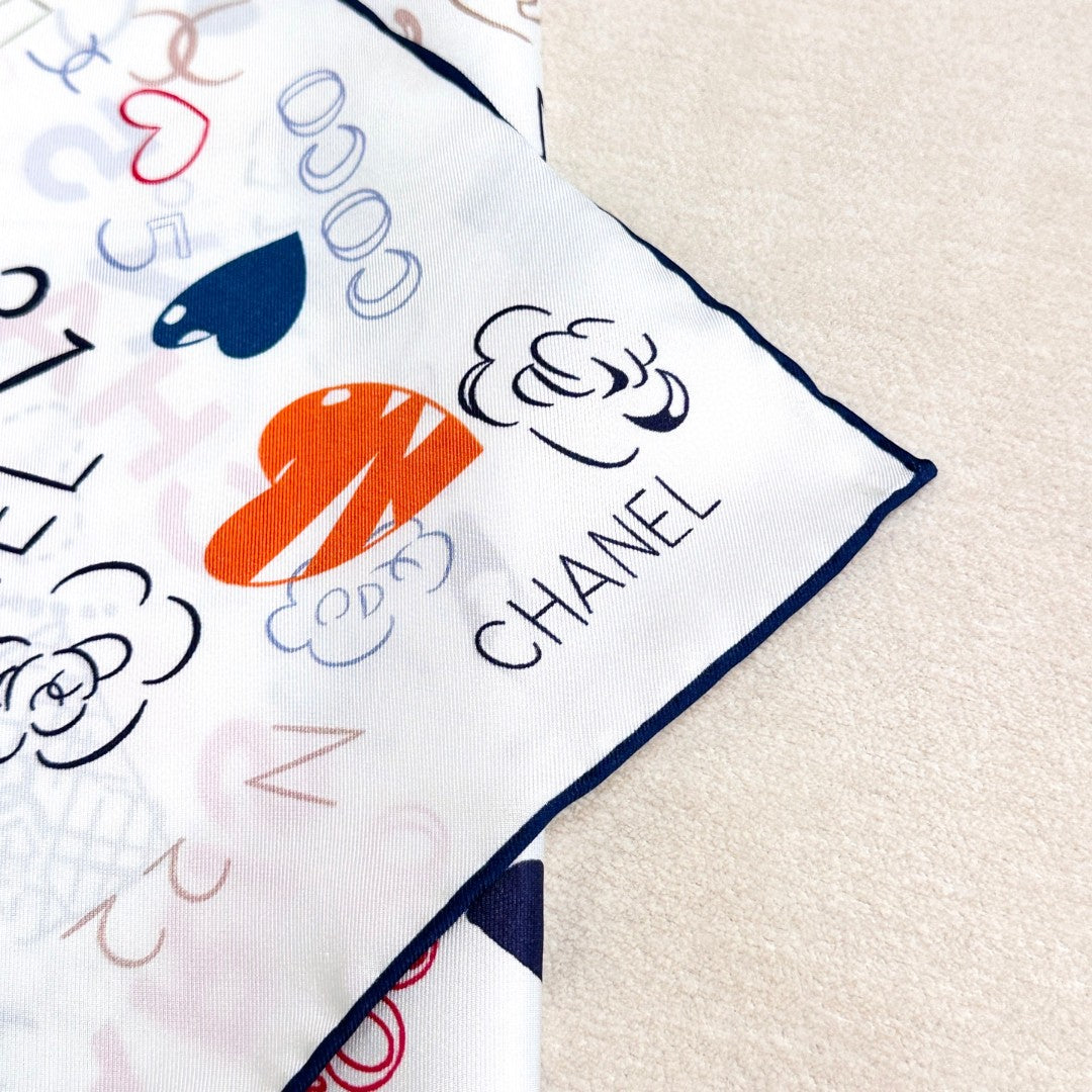 Stylish CC-Patterned Silk Scarf