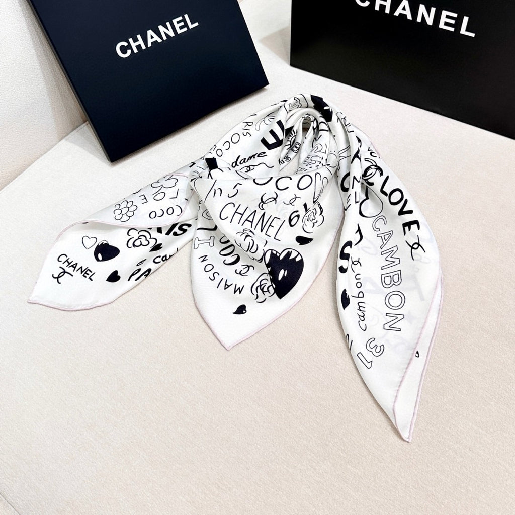 Stylish CC-Patterned Silk Scarf