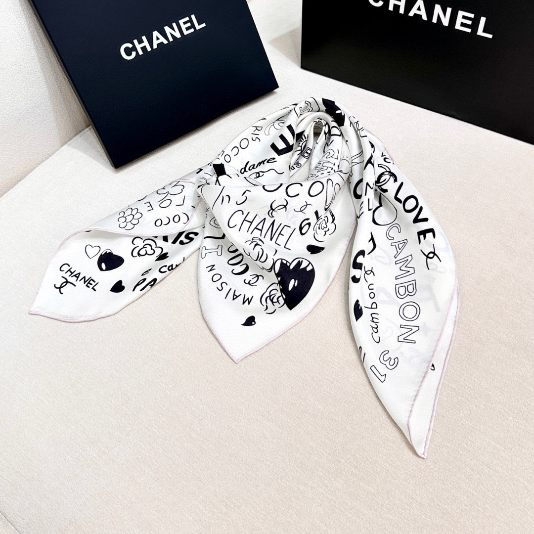 Stylish CC-Patterned Silk Scarf