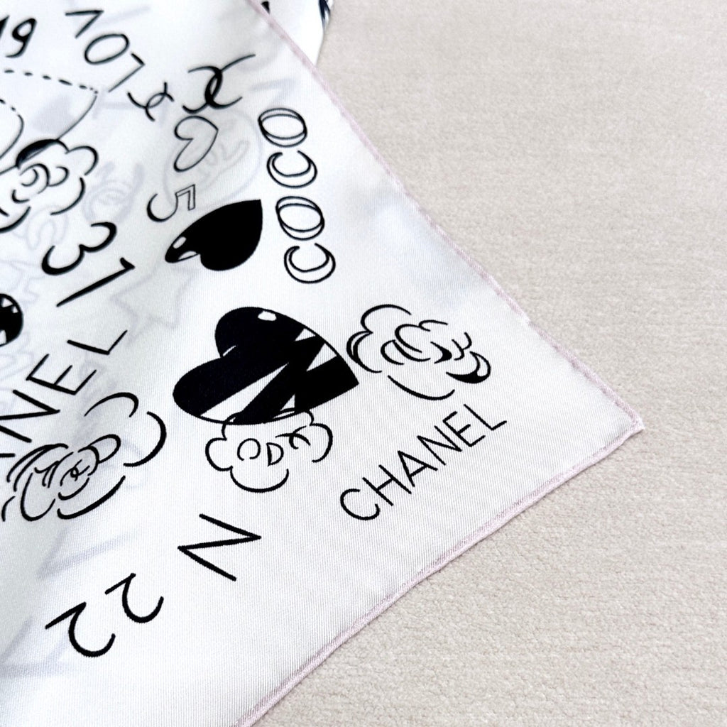 Stylish CC-Patterned Silk Scarf