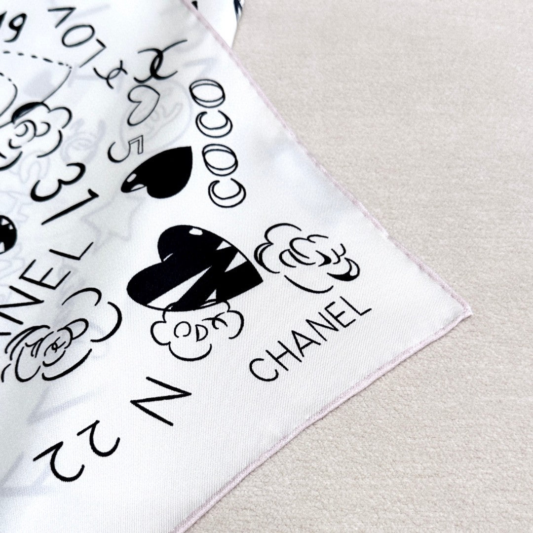 Stylish CC-Patterned Silk Scarf