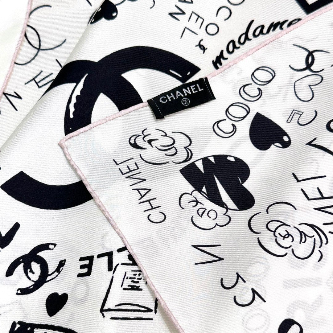 Stylish CC-Patterned Silk Scarf