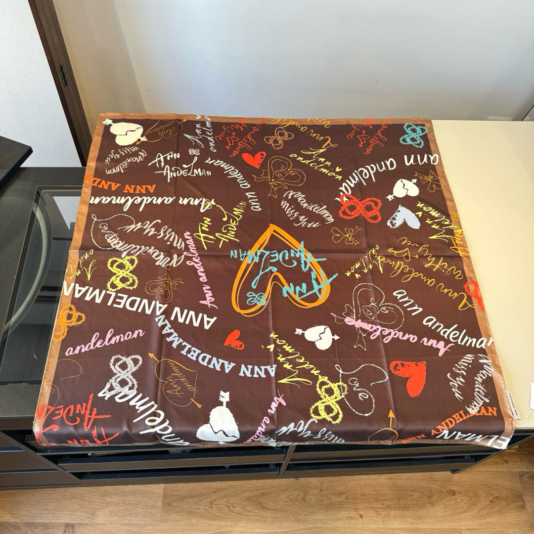Stylish Letter-Patterned Silk Scarf