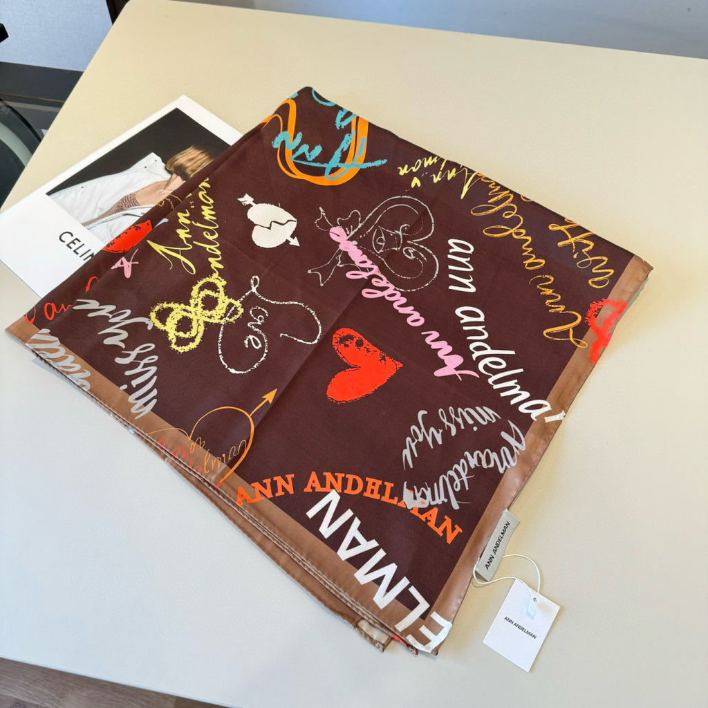 Stylish Letter-Patterned Silk Scarf