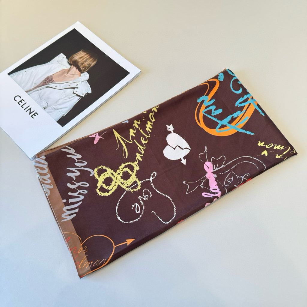 Stylish Letter-Patterned Silk Scarf