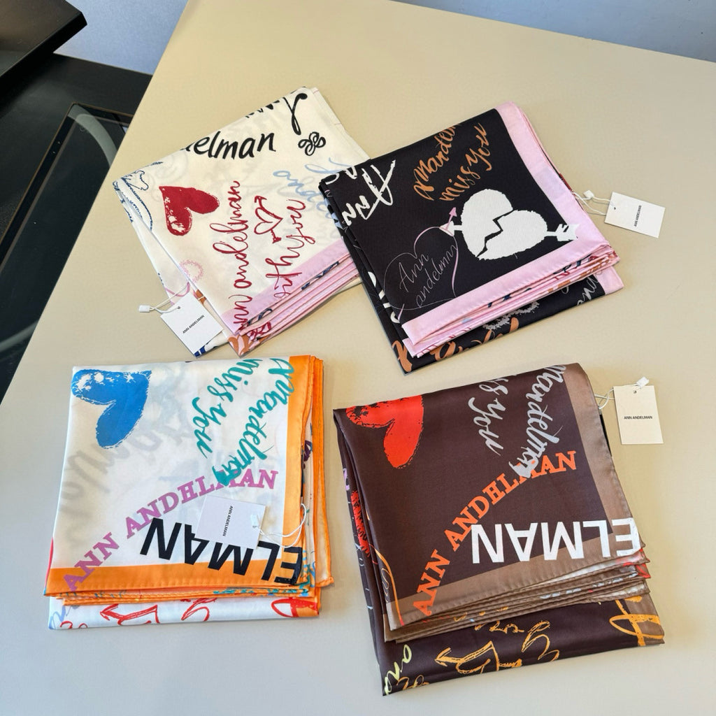 Stylish Letter-Patterned Silk Scarf