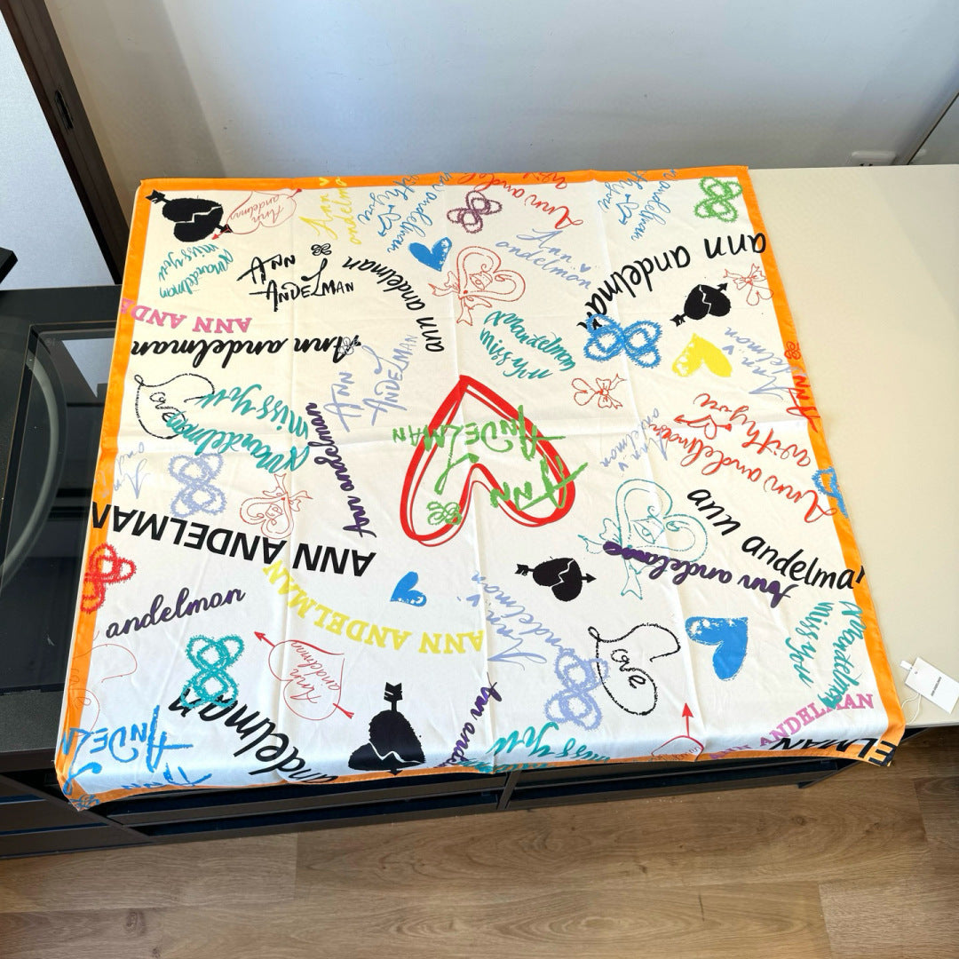 Stylish Letter-Patterned Silk Scarf