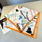 Stylish Letter-Patterned Silk Scarf