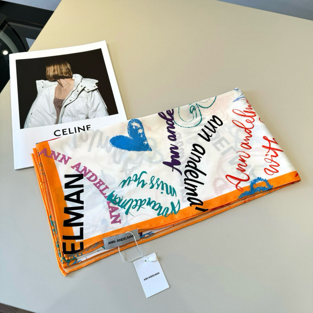 Stylish Letter-Patterned Silk Scarf