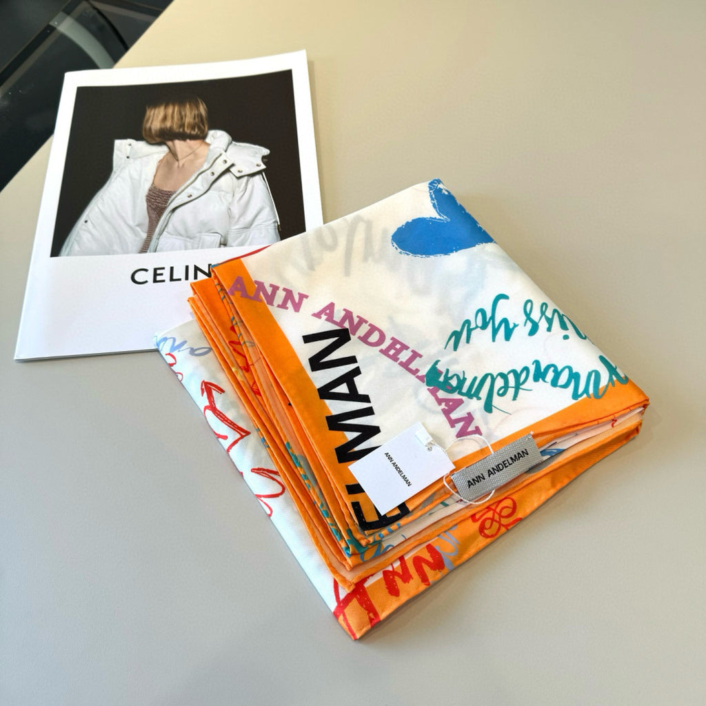 Stylish Letter-Patterned Silk Scarf