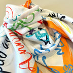 Stylish Letter-Patterned Silk Scarf