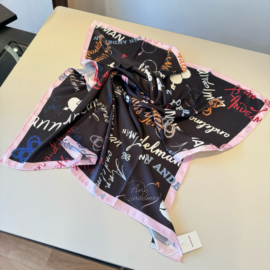 Stylish Letter-Patterned Silk Scarf