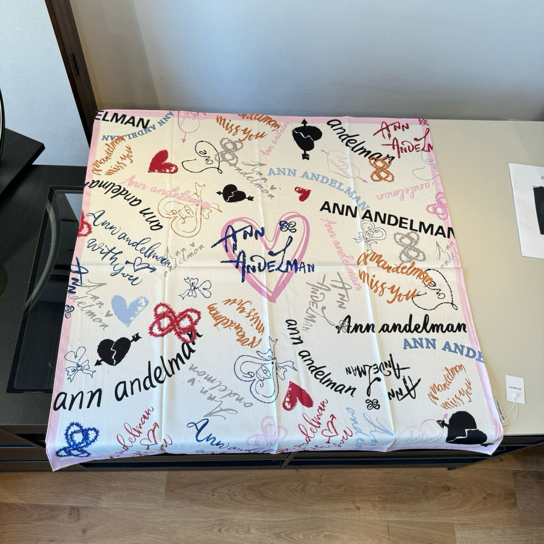 Stylish Letter-Patterned Silk Scarf