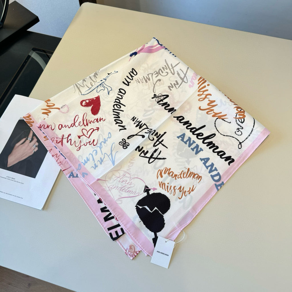 Stylish Letter-Patterned Silk Scarf