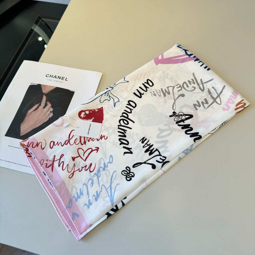 Stylish Letter-Patterned Silk Scarf
