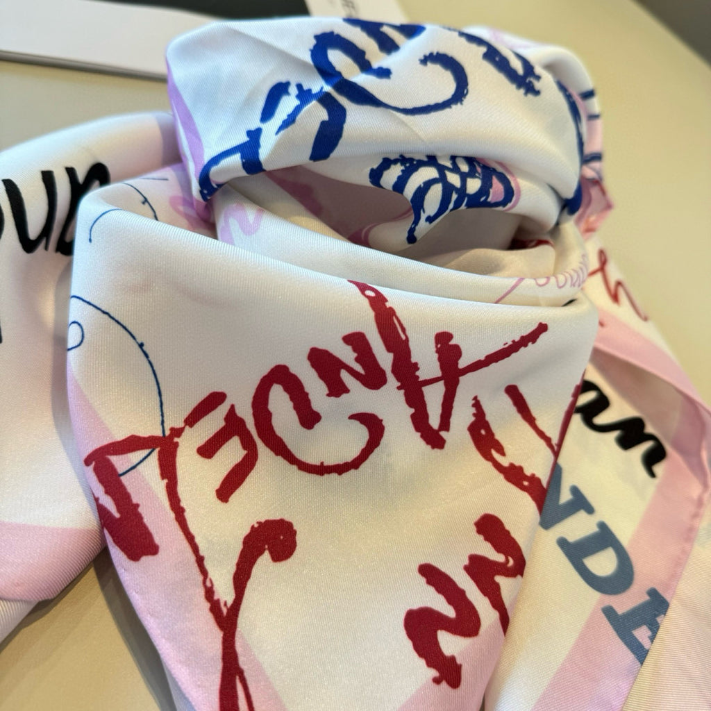 Stylish Letter-Patterned Silk Scarf