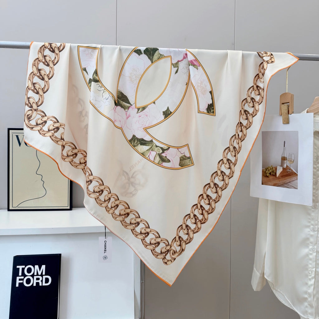 Stylish CC-Patterned Silk Scarf