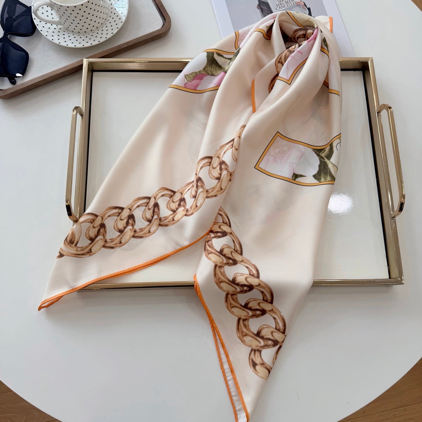 Stylish CC-Patterned Silk Scarf