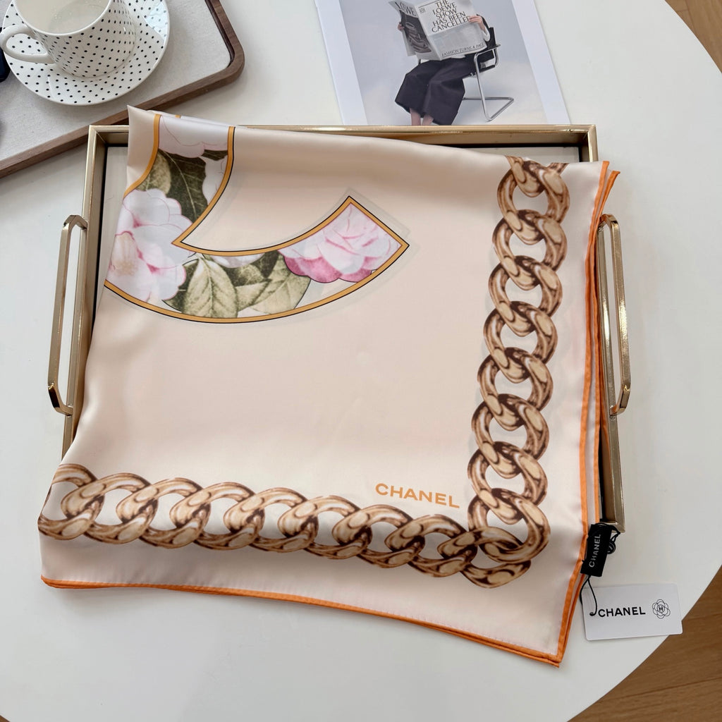 Stylish CC-Patterned Silk Scarf